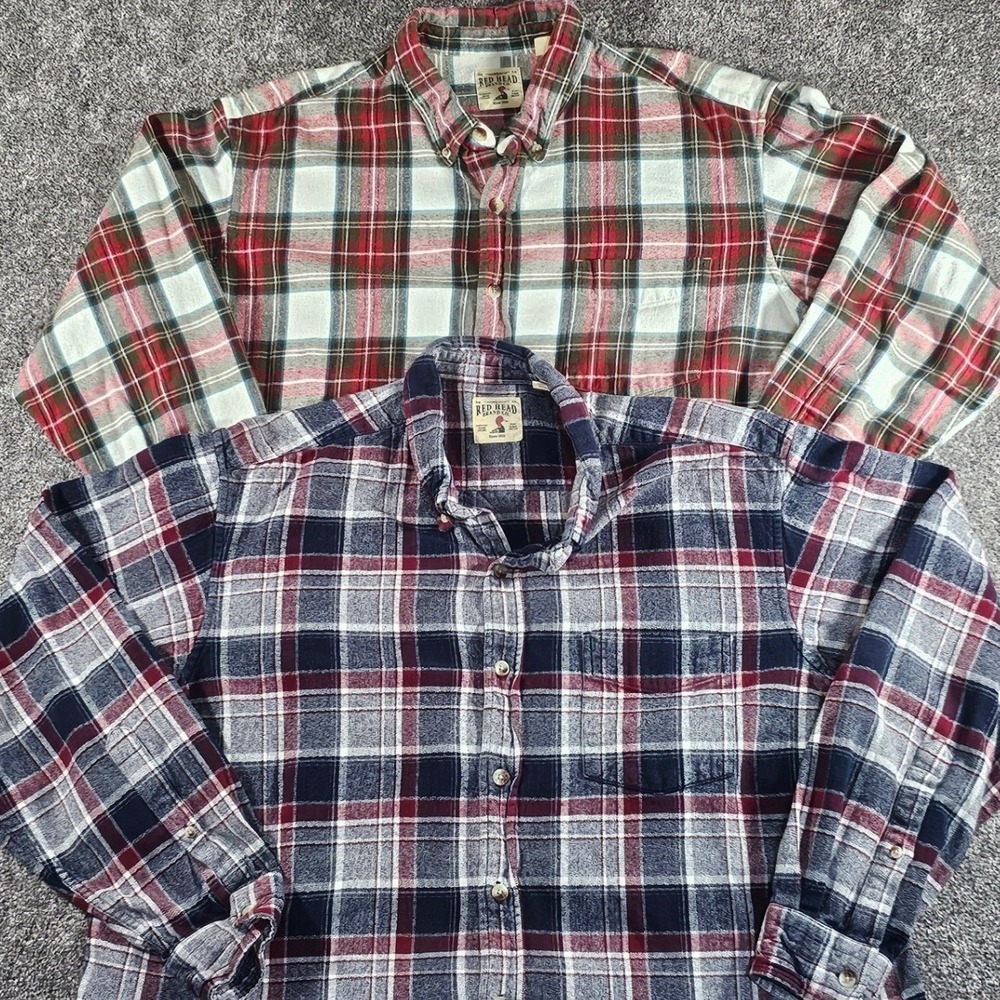 Lot‎ of 2 RedHead Flannel Shirt Mens 2XLT Multicolor Plaid Shaket heavyweight